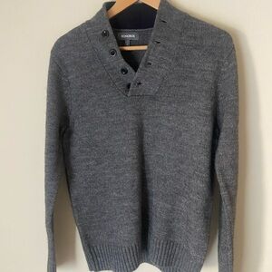 Bonobos Men's Gray V-Neck Button Shawl Collar Sweater